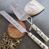 Marble Dust Personalized Wedding Cake Knife and Server Set - Wedding Cake Cutter - Engraved Wedding Server - Wedding Gift - Dessert Set