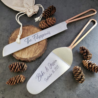 Custom Wedding Cake Knife and Server Set - Rose Gold Cake Knife - Bridal Shower Gift - Engraved Cake Server - Personalized Wedding Gift Sets
