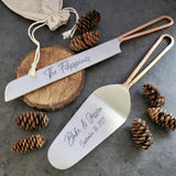 Custom Wedding Cake Knife and Server Set - Rose Gold Cake Knife - Bridal Shower Gift - Engraved Cake Server - Personalized Wedding Gift Sets
