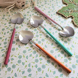Cute Dessert Spoon, Tea Spoon, Coffee Spoon, Ice-Cream Spoon  - Heart Shape - Multi Color Handles - Handmade - Gift Boxed