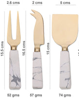 Marble Handle Cheese Knife Set - Cheese Fork, Knife and Shovel - Gold Cheese Knives Blades  - Charcuterie Board Tools - Gift Boxed
