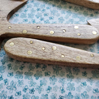 Personalized Wood Axe Spreader Set - Wood Cheese Knives Set - Laser Engraved Handmade Spreader Knives - Brass Inlay Handles - Gift Boxed