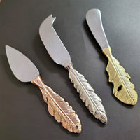 Multi-Color Cheese Knife Set - Feather pattern handles - Small Cheese Knives - Charcuterie Tools - Custom Housewarming Gift - Christmas Gift