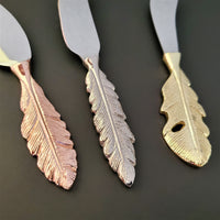 Multi-Color Cheese Knife Set - Feather pattern handles - Small Cheese Knives - Charcuterie Tools - Custom Housewarming Gift - Christmas Gift