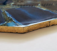 Blue Agate Stone Charcuterie Board - Blue Agate Gold Edged Cheese Board - Agate Cheese Knife - Gold Cheese Knife - Personalized Gift