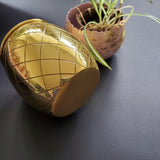 Gold Mug - Gold & Green Contrast Metal Mug - Cold Drinks with Enameled Coating - Geometric Pattern silhouette and an enamel interior