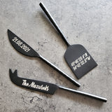 Personalized Cheese Knife Set - Gold, Copper and Matte Black - Hammered Handles -   Charcuterie Board Essentials - Gift Boxed