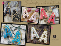 A, B C, D & E - Initial Ornament with Monogram - First Christmas Ornament -  Personalized Stocking Stuffer - Embroidered Letter ornament