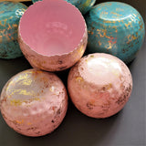 Pink Jewelry Bowl - Hammered Iron Serving Bowl - Bowl for Nuts - Trinket Bowl - Gold Ornament Bowl  - Ring Dishes - Blue and Pink Bowls