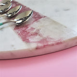Marble Charcuterie Board - Agate Inlay Serving Board - Heart shape Platter - Marble Board with matching dessert spoons - Large Marble tray