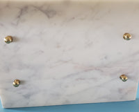 Marble Charcuterie Board - Large Serving Platter with white quartz handles - Marble Serving Tray - White Platter - Brass Fittings