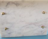 Marble Charcuterie Board - Large Serving Platter with white quartz handles - Marble Serving Tray - White Platter - Brass Fittings