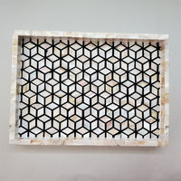 Mother of Pearl Tray - Farmhouse Coffee Table Tray - Vintage perfume tray - Pearl Decorative Tray - Large Trinket Tray - Ottoman Tray