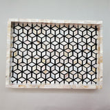 Mother of Pearl Tray - Farmhouse Coffee Table Tray - Vintage perfume tray - Pearl Decorative Tray - Large Trinket Tray - Ottoman Tray