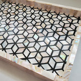Mother of Pearl Tray - Farmhouse Coffee Table Tray - Vintage perfume tray - Pearl Decorative Tray - Large Trinket Tray - Ottoman Tray