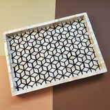 Mother of Pearl Tray - Farmhouse Coffee Table Tray - Vintage perfume tray - Pearl Decorative Tray - Large Trinket Tray - Ottoman Tray
