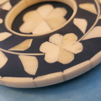 4 Wooden Tea Light Holder - Bone Inlay Tealight Holder - Multi Color Wooden Candle Holder - Wood Candle Plate - Valentine Candles