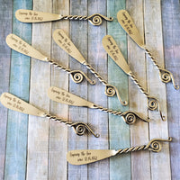 Personalized Twisted Handles Cheese Knives Set - Laser Engraved Handmade Spreader Knives - Rustic finish handles - Gift Boxed