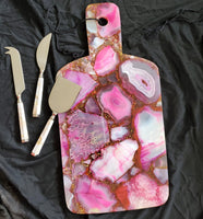 Personalized Charcuterie Board with Handle - Agate Cheese Board -  Appetizer Board - Bridal Shower Gift - Decorative Trays - Amethyst Tray