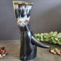 Personalized Viking Drinking Horn - Large Horn Mugs Decor - Large Viking Tankard - Custom Buffalo Horn with stand for drinks - 22-26 oz