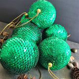 Christmas Ball Ornament with Sequence work - Tree Decoration  - Gold Christmas Ornament -  Stocking Stuffer - Red Tree Ornaments - Set of 6