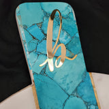 Marble Charcuterie Board - Personalized Cheese Board - Brass Inlay Serving Platter with custom monogram - Large 15 inch Marble Platter