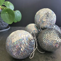 Christmas Ball Ornament with Sequence work - Tree Decoration  - Gold Christmas Ornament -  Stocking Stuffer - Red Tree Ornaments - Set of 6