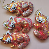Christmas Decoration Fox - Intricate Tree Decorations - Quilted Christmas Ornament -  Personalized Stocking Stuffer - Animal Felt Ornaments