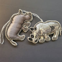Christmas Decoration Rhino - Intricate Tree Decorations - Quilted Christmas Ornament -  Personalized Stocking Stuffer - Animal Felt Ornament