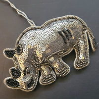 Christmas Decoration Rhino - Intricate Tree Decorations - Quilted Christmas Ornament -  Personalized Stocking Stuffer - Animal Felt Ornament