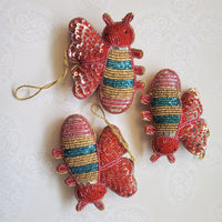 Christmas Decoration Bee - Intricate Tree Decorations - Quilted Christmas Ornament -  Personalized Stocking Stuffer - Animal Felt Ornament