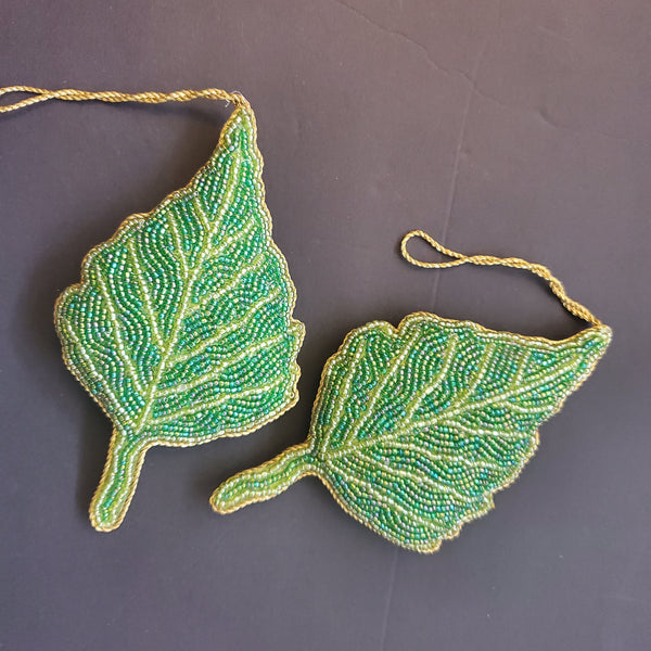 Christmas Decoration Green Leaf - Intricate Tree Decorations - Quilted Christmas Ornament -  Personalized Stocking Stuffer - Plant Ornament