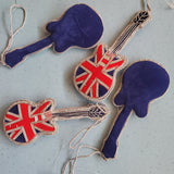Christmas Decoration Union Jack Guitar - Intricate Tree Decorations - Quilted Christmas Ornament -  Personalized Stocking Stuffer - Ornament