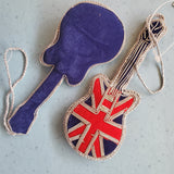 Christmas Decoration Union Jack Guitar - Intricate Tree Decorations - Quilted Christmas Ornament -  Personalized Stocking Stuffer - Ornament