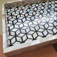 Mother of Pearl Tray - Farmhouse Coffee Table Tray - Vintage perfume tray - Pearl Decorative Tray - Large Trinket Tray - Ottoman Tray
