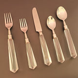 Personalized Cutlery Set - Acrylic Cutlery Set - 5 Piece Hostess Set - Silver Flatware Set - Handmade Silverware - Stainless Steel Cutlery