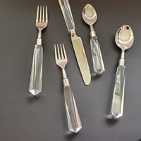 Personalized Cutlery Set - Acrylic Cutlery Set - 5 Piece Hostess Set - Silver Flatware Set - Handmade Silverware - Stainless Steel Cutlery