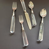 Personalized Cutlery Set - Acrylic Cutlery Set - 5 Piece Hostess Set - Silver Flatware Set - Handmade Silverware - Stainless Steel Cutlery