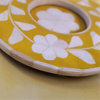 4 Wooden Tea Light Holder - Bone Inlay Tealight Holder - Multi Color Wooden Candle Holder - Wood Candle Plate - Valentine Candles