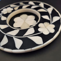 4 Wooden Tea Light Holder - Bone Inlay Tealight Holder - Multi Color Wooden Candle Holder - Wood Candle Plate - Valentine Candles