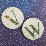 Custom Marble Coasters with Abalone Shell Inlay - Personalized Coasters - Abalone Coasters - Round Monogram Marble coaster - Initial Coaster