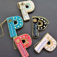 N,O,P & Q - Initial Ornament with Monogram - First Christmas Ornament -  Personalized Stocking Stuffer - Embroidered Letter ornament