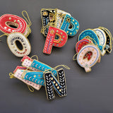N,O,P & Q - Initial Ornament with Monogram - First Christmas Ornament -  Personalized Stocking Stuffer - Embroidered Letter ornament
