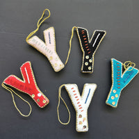 V,W,X,Y & Z - Initial Ornament with Monogram - First Christmas Ornament -  Personalized Stocking Stuffer - Embroidered Letter ornament