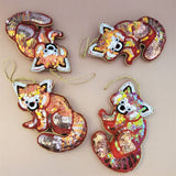 Christmas Decoration Fox - Intricate Tree Decorations - Quilted Christmas Ornament -  Personalized Stocking Stuffer - Animal Felt Ornaments