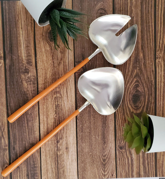 Vintage Salad Servers - Valentine Gift - Serving Spoon Set - Salad Server Set - Bridal Shower - Housewarming Gift - Heart Shape - Gift Box