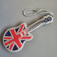 Christmas Decoration Union Jack Guitar - Intricate Tree Decorations - Quilted Christmas Ornament -  Personalized Stocking Stuffer - Ornament