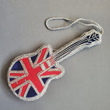 Christmas Decoration Union Jack Guitar - Intricate Tree Decorations - Quilted Christmas Ornament -  Personalized Stocking Stuffer - Ornament
