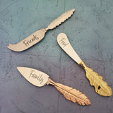 Multi-Color Cheese Knife Set - Feather pattern handles - Small Cheese Knives - Charcuterie Tools - Custom Housewarming Gift - Christmas Gift