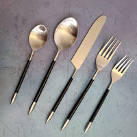 Personalized Cutlery Set - Black Cutlery Set - 5 Piece Hostess Set - Flatware Set - Handmade Silverware -Stainless Steel Cutlery -Gift Boxed
